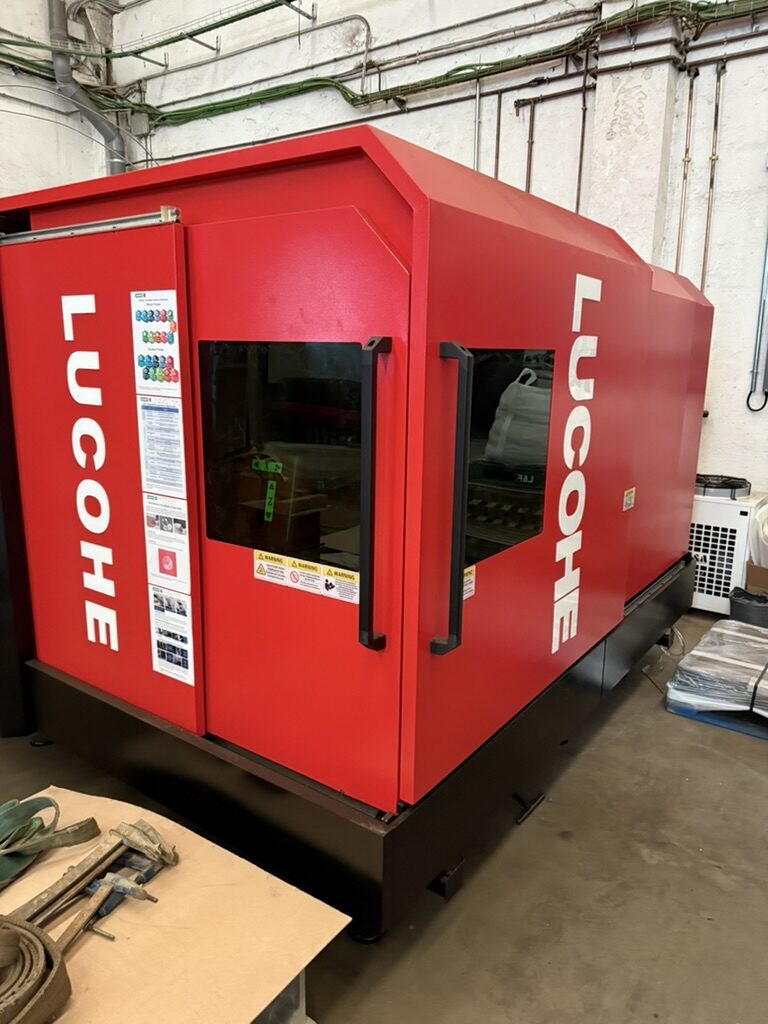 Machine with red enclosure
