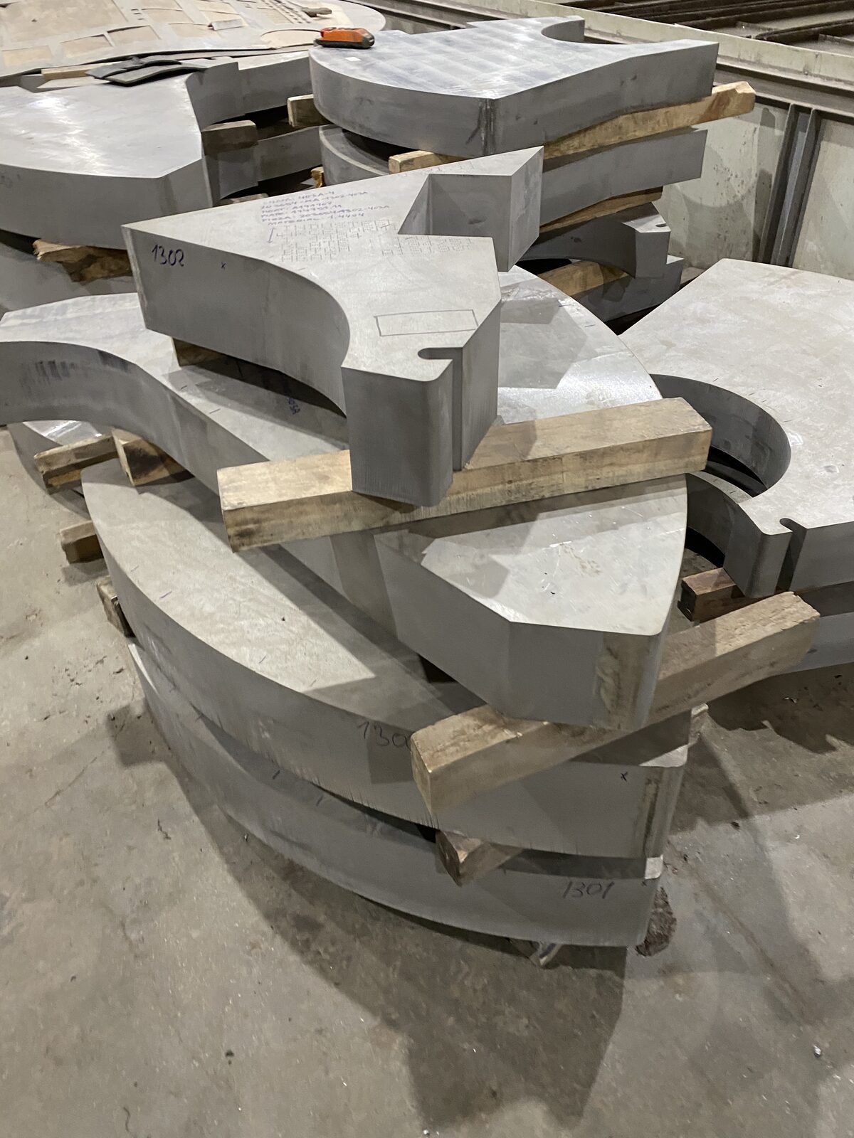 Thick waterjet-cut sectors