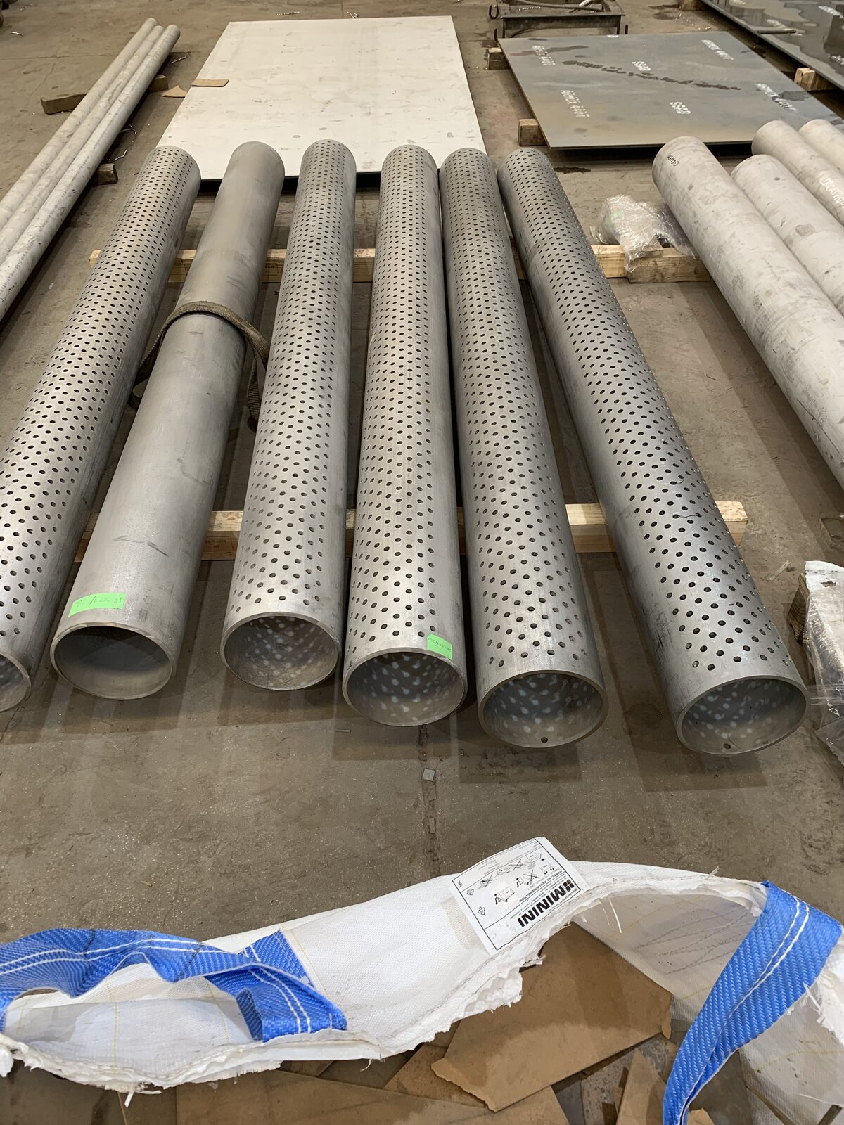 Perforated stainless steel tubes