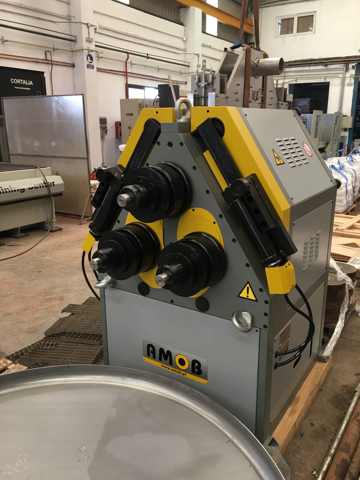 Profile bending machine in workshop
