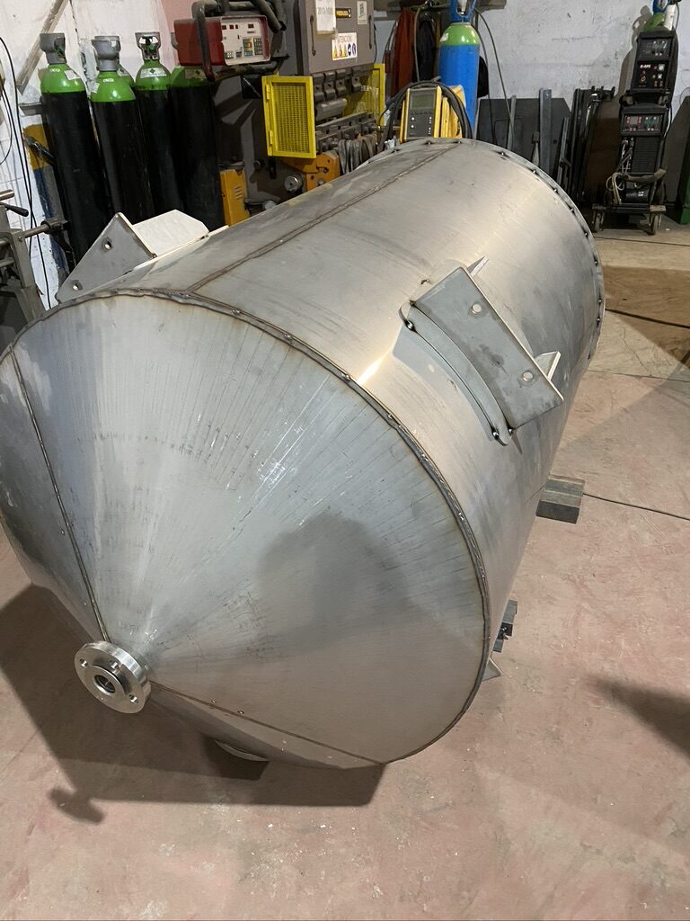 Conical stainless steel hopper
