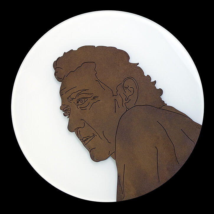 Retrato calado en acero corten